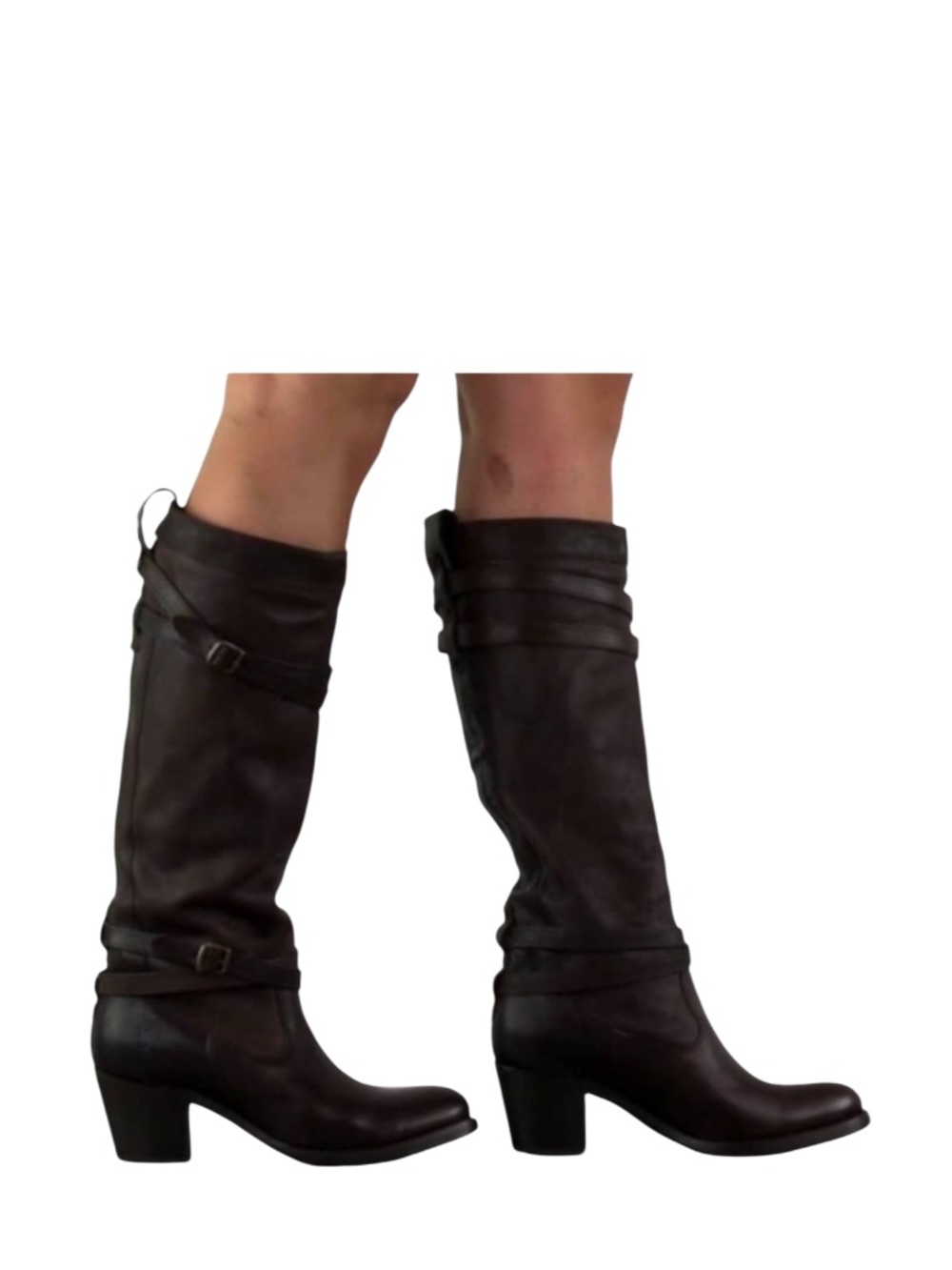 Frye Jane Tall Black Strappy Leather Boot